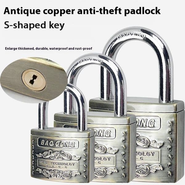 Copper lock cylinder padlock large locks outdoor waterproof rustproof pry locks warehouse door anti-theft locks