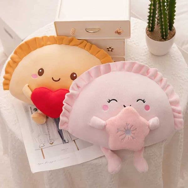 New 35cm Dumpling Plushies Pillow Cushion Kawaii Food Fried Dumpling Soft Toy Heart Cherry Blossom Hug Pillow Cute Gift Y250627