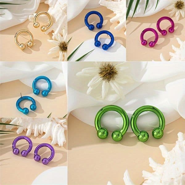 Fashion Corful Horseshoe Hoop Personality Niche Women's Earrings Simple High-End Design Candy Cor Ear Jewelry