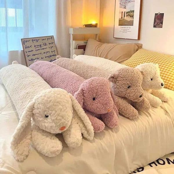 Large Rabbit Body Pillow Long Bear Cute Stuffed Animal Rabbit Sleeping Cushion Decorative Body Pillow Chair Back Cushion Decor Y250627