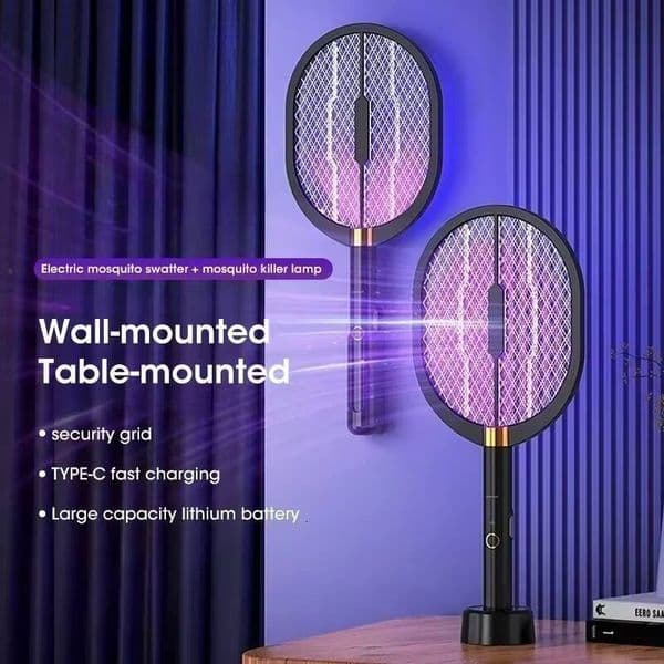 Rechargeable 3000V UV Electric Mosquito Swatter Portable USB Insect Killer Indoor Outdoor Home Garden Camping Travel