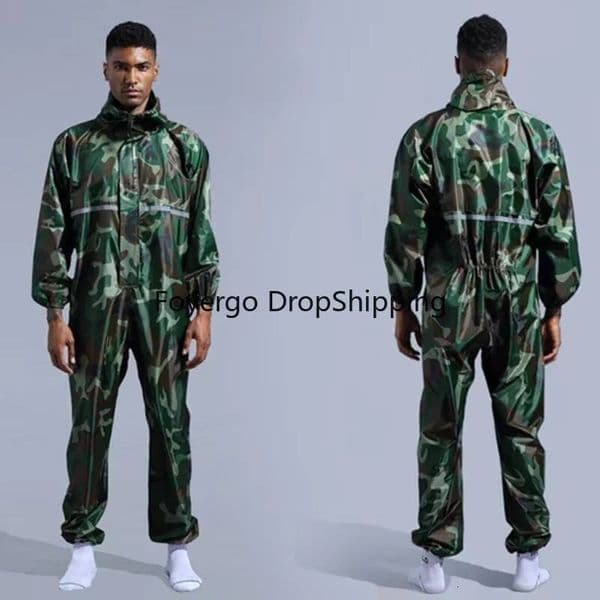 Conjoined Coverall Hat Oil-Resistant Work Safety Cycling Waterproof Motorcycle Raincoat Jumpsuit Capa Chuva Rain Suit k1