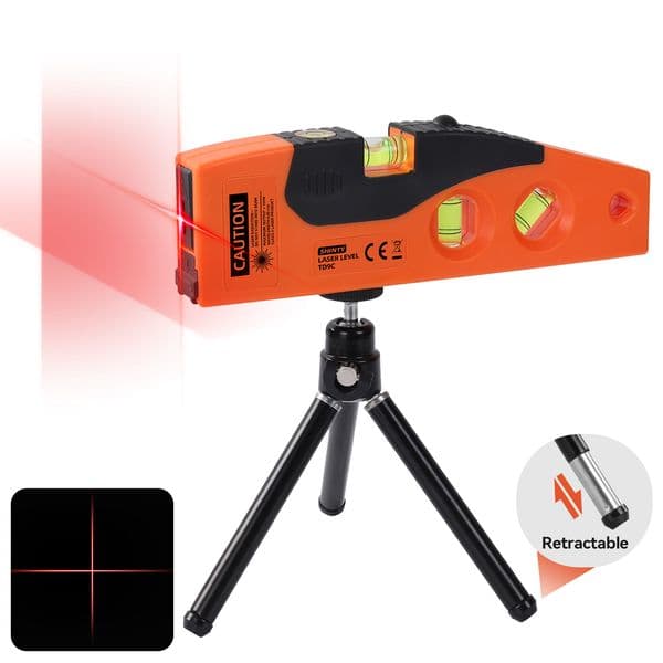 7in/18cm Horizontal & Vertical Cross Laser Line Level, Red Laser Beam, Accurate Measurement Tool for home DIY Projects