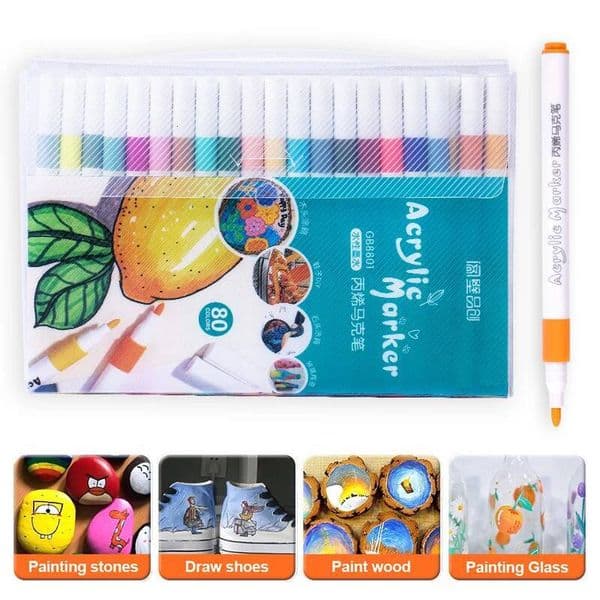 Bestseller 12-80 Colors Acrylic Paint Art Marker Pens DIY Hand Drawn Painting Drawing for Glass Fabric Card Ceramic Stone Mug Clothes Shoes ddmysat
