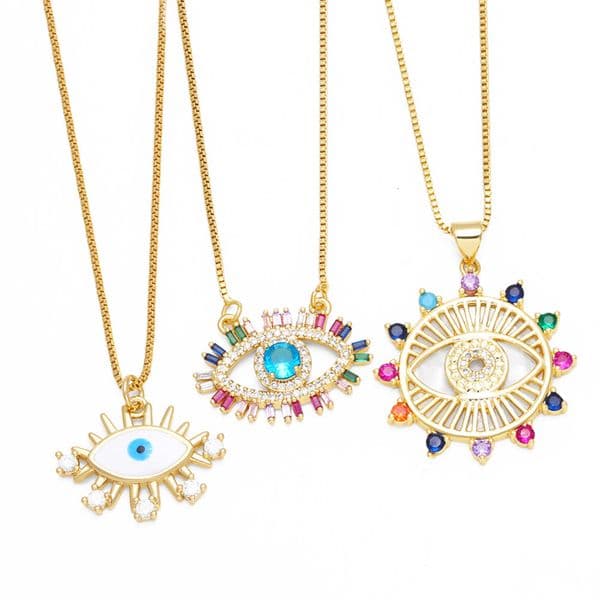 Hot Sale Devil's Pendant Necklace Personalized Inlaid Colorful Zircon Eye Collarbone Chain