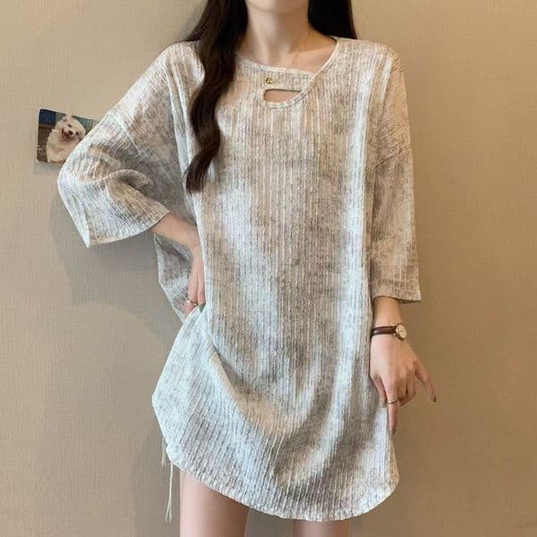 plus size women's new long sleeve high waist printed banquet dress mid-length skirt D02687