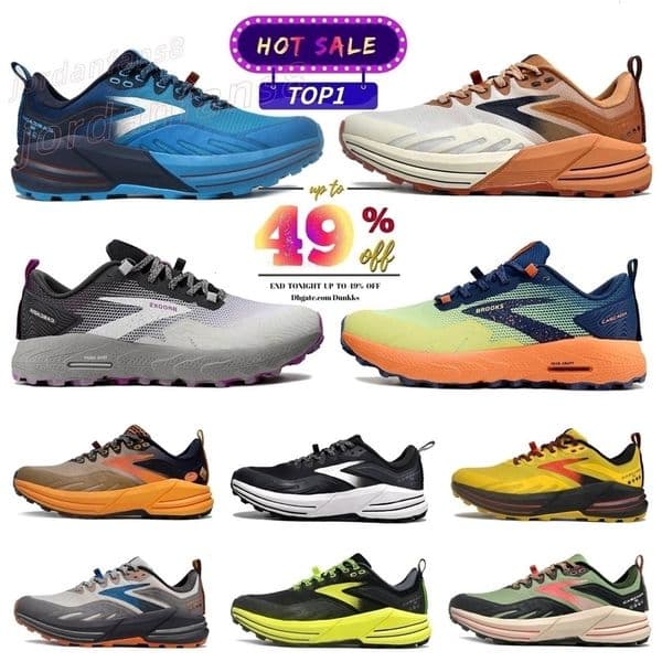 Cascadia 16 designer Running Shoes Mens Women Cushioned Rock trail hiking shoes Ghost Hyperion Tempo Black White Grey Yellow Orange Sneakers