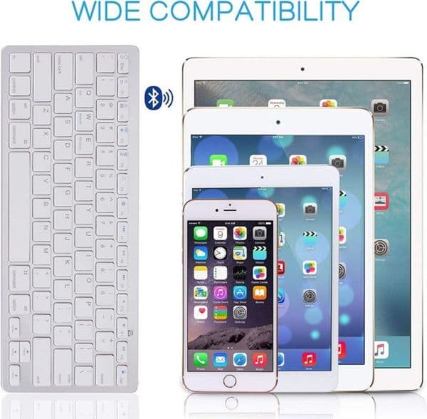 ultra slim wireless keyboard for desktop laptop tabelt and for apple ipad iphone macbook android windows pc bluetooth keyboard — detail 1