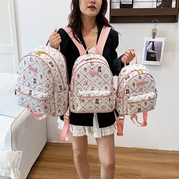 Luxury backpack, women's backpack, cute teddy bear backpack, fashionable printed single shoulder tote backpack, large capacity commuting backpack