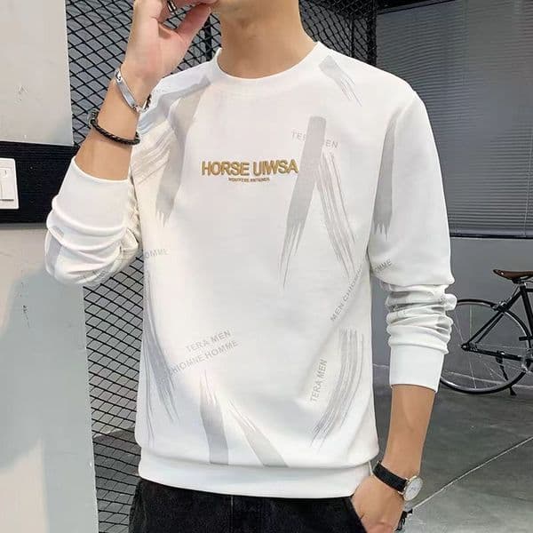 Men's Sweatshirt New Spring Autumn Long Sleeve T-shirt Loose Pullover Crew Neck Designer Shirt Polo Base Shirt Designer Hoodie Trendy Youth Printed Top