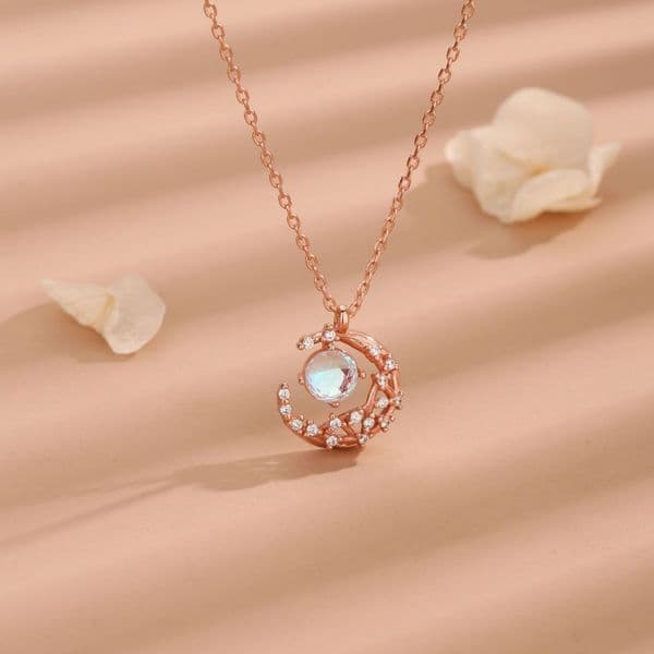 Moonstone Pendant S925 Star Moon Hollow Necklace Simple Style Crescent Diamond Clavicle Chain designer necklace