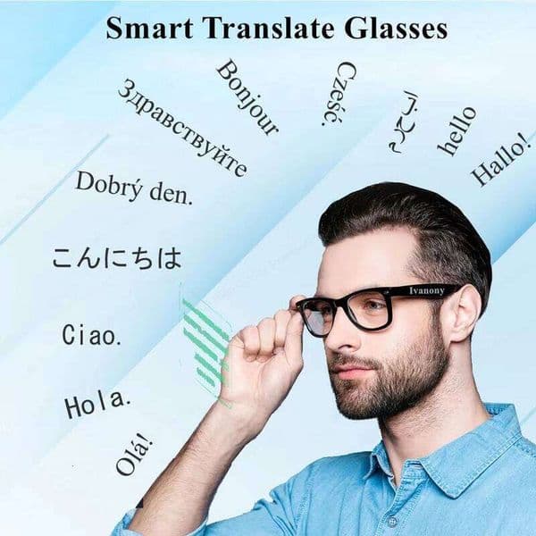 Translator Glasses AI Translate Language Real Time Bluetooth Audio Call Listen Song Support Change Lenses Smart Sunglasses