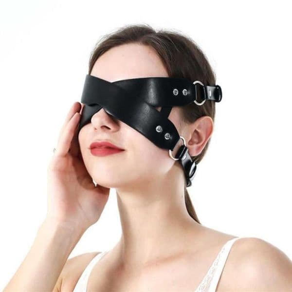 Fashion Leather Harness Mask Bdsm Sexy Cosplay Poppit Game Erotic Blindfold Masquerade Erotic Halloween Carnival Party Masks Q080643890354M