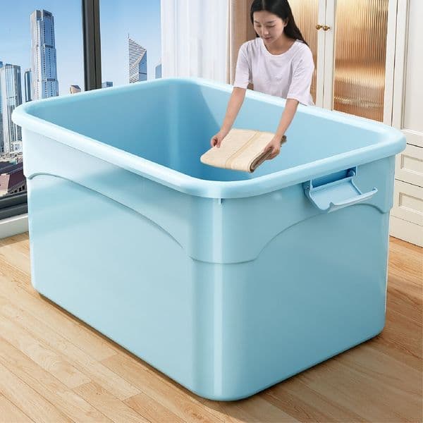 Large Capacity Quilt Lid, Organizer with Wheels, Household Wardrobe Box, Thickened Plastic Storage Box