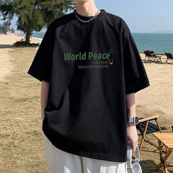 Japanese Style Simple T-shirt Men's Short Designer Shirt Sleeve Trendy Brand Men's Summer 2025 New Heavyweight Designer Hoodie Men's Tee Large Size