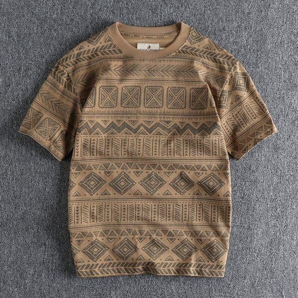 Men's Short Sleeve T-shirt Vintage Style Full Designer Shirt Cotton Geometric Print Summer New Loose Trendy Round Neck Designer Hoodie Half Sleeve Tee