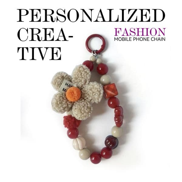 Plush flowers with red and white beads in a creative mix-and-match design. Multiple bead styles combine for a versatile. Anti-loss feature ensures easy carrying.