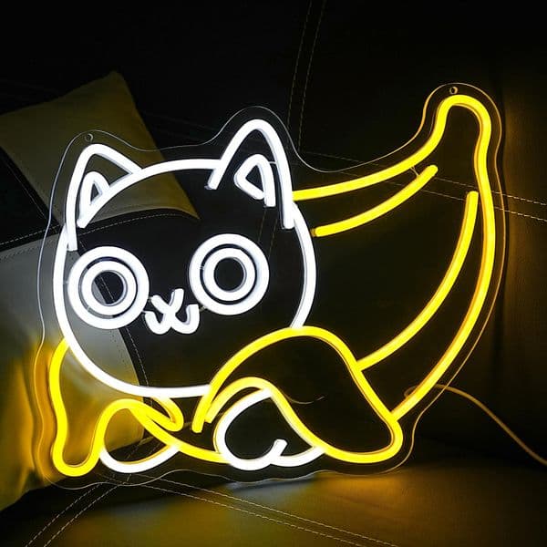 Cat neon lights are used for wall decoration. Banana lamps are powered by USB and are suitable for bedroom, zoo, pet store and cat house decoration