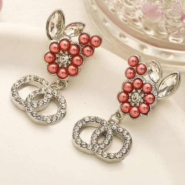 Luxury Colored Crystal Diamond Earrings Designer Earring Dangle Gold Plated Geometric Brand Women Jewelry Accessories Wedding Party Holidays Gift