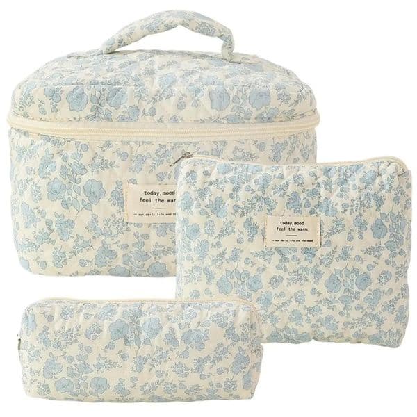 1pcs Cute Quilted Cotton Makeup Bag Women Zipper Cosmetic Organizer Cloth Handbag Box Shape Portable Toiletry Case 251009
