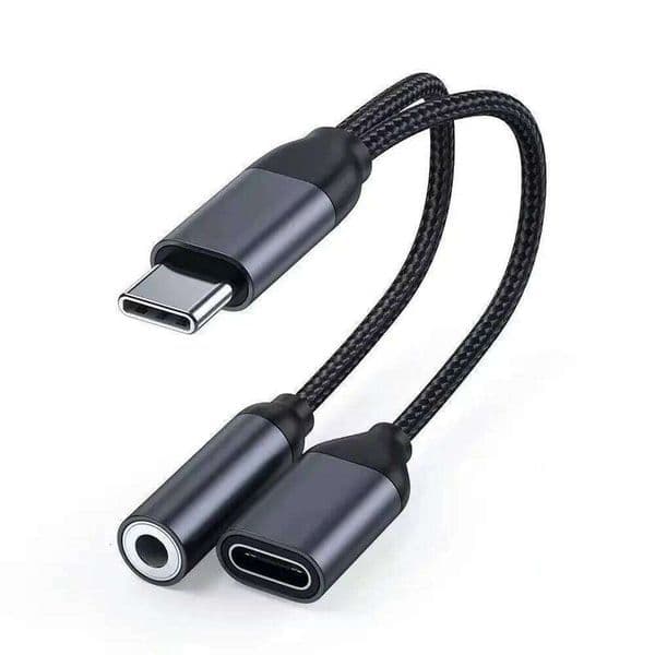2 IN 1 USB Type C to 3.5 mm AUX Jack Audio Headphone Adapter Splitter 60W Fast Charging for Samsung Huawei Xiaomi book OPPO
