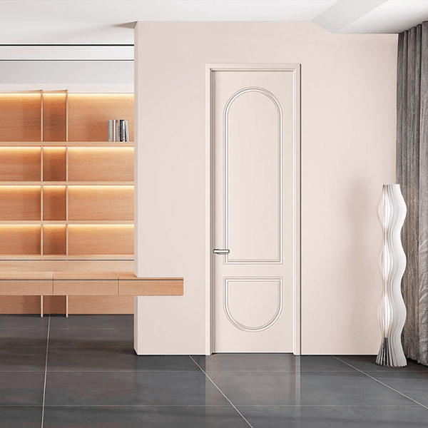 Customized unpainted wooden door, minimalist modern door set, soundproof home decoration