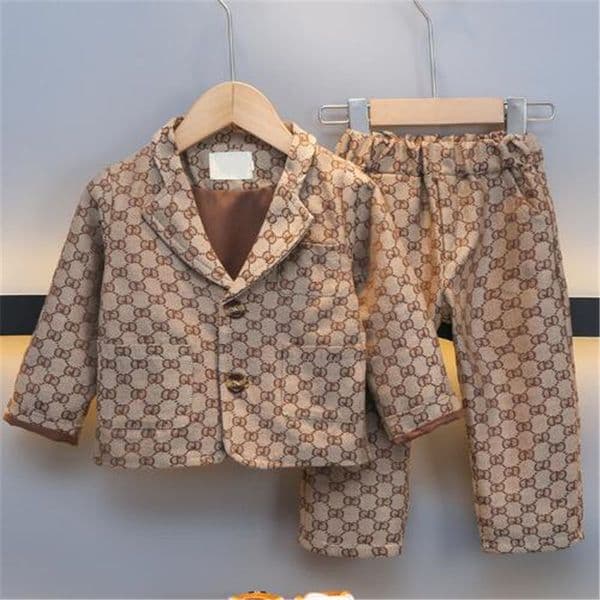 New Kids Clothing Sets Designer Clothes Boy Suit+Pants Two-piece Set Children Coat Handsome Formal Attire Outfit