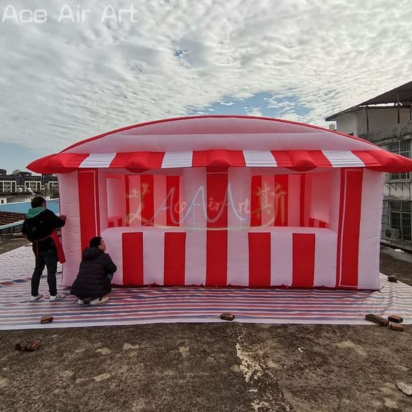 6mLx4.5mWx3mH (20x15x10ft) Inflatable Ticket Booth Double Window Concession Stand Giant Tent For Zoo Or Other Events