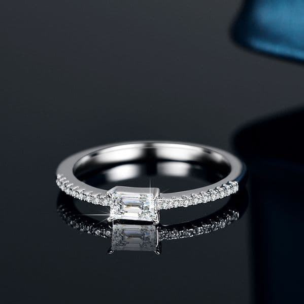 Designer ring S925 Silver Ring Moissanite wedding ring Long Square Women's ring lab grown diamond ring free shipping
