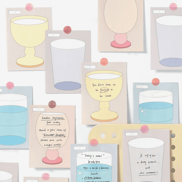 Watercolor Cup Pattern Series Writing Paper for Planner DIY Decor Non-Sticky Base