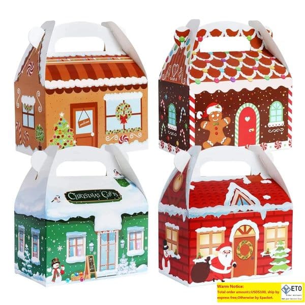 Christmas Decorations Chirstmas Treat Boxes Santa Elf Candy Cookie With Handles Snowman Elk Xmas Cardboard Present Holiday Party Fav Otwxt LL