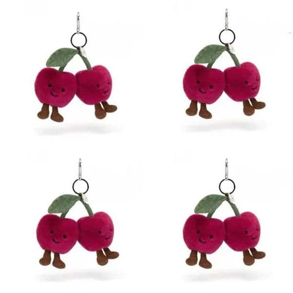 2025 New Jelly Fun With Tag Cherry Key Chain Cute Key Chain Bag Pendant Accessories Doll Pendant Girls And Ladies Holiday Gifts W251015