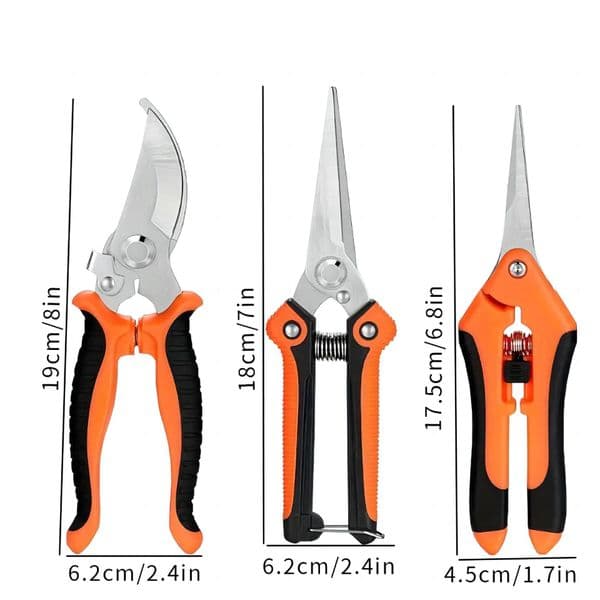 Stainless Steel Gardening Tool Set - Durable Metal Garden Pruning Shears with 3-Piece Collection