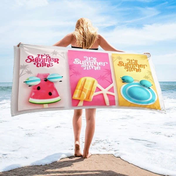 Hot-selling in Europe and America: Ultra-Fine Microfiber Beach Towel Custom Digital Printing Oversized Towel Summer Edition