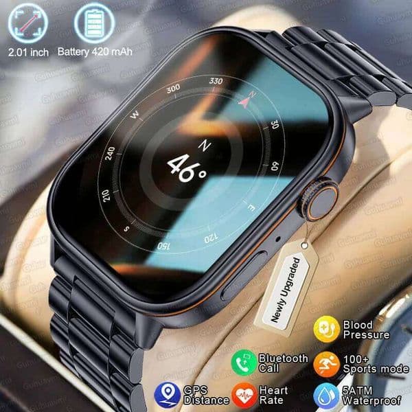 GPS&Beidou Satellite Smart Watch Men 2.01 inch 240*296 HD AMOLED 100+ Sports Mode Compass BT Call Waterproof Smartwatch