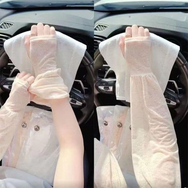 Gentle Fairy Style Lace Sun Protection Thin Driving Summer Breathable Loose Protective Women Ice Silk Arm Sleeves Lightweight
