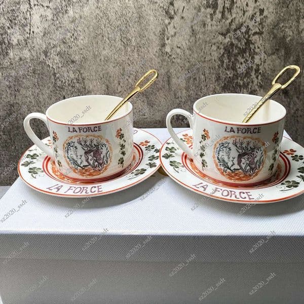 Handmade Ceramic Coffee Cup Duet Antique Porcelain Fryer - Classic Tea Set Gift
