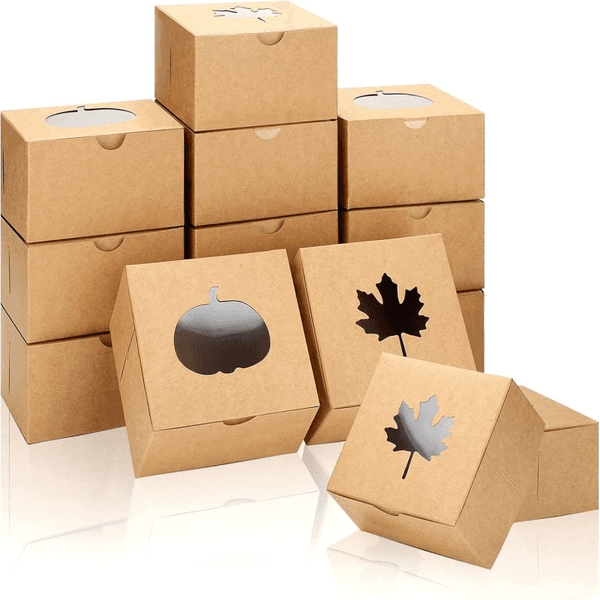 Fall Cardboard Bakery Cookie Boxes Autumn Kraft Baking Treat Cookie Boxes for Fall Thanksgiving Table Holiday Supplies Gift Giving