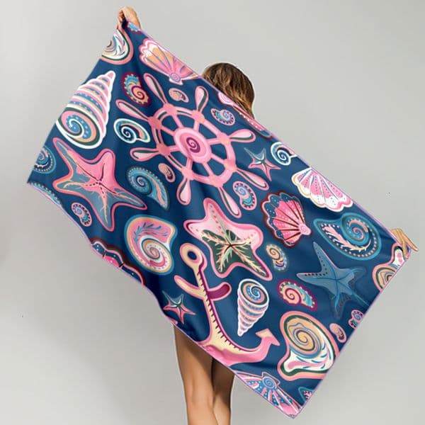 Ultra-Fine Microfiber Square Beach Towel Fabric Square Towel Starfish Party