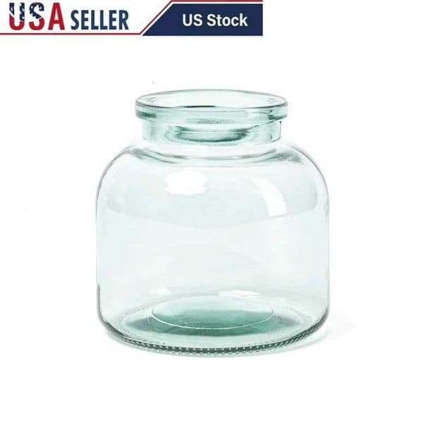 Decorative Wide Jug Glass Vase Clear Round Floral Centerpiece Indoor Use Perfect for Home Decor C251017