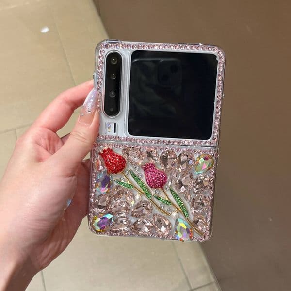 Bling Glitter Flower Dia Cover Phones Case For Huawei Pura X
