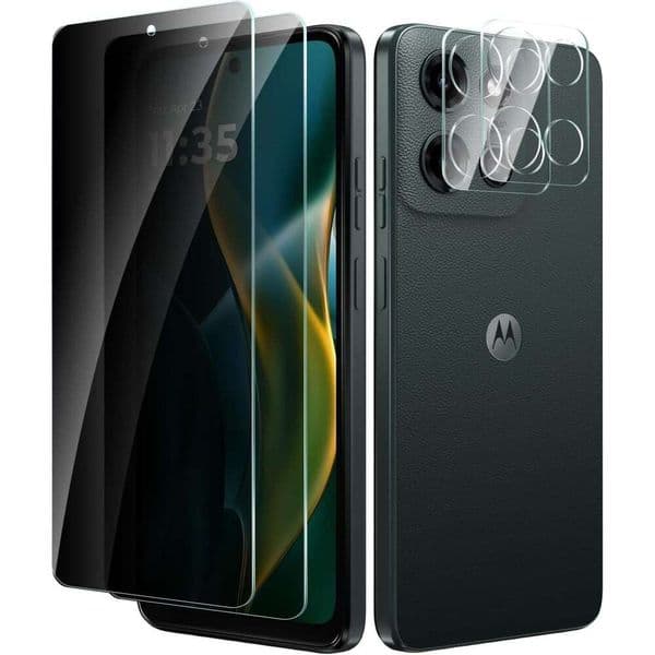 +2 Pack for Motorola Moto G 5G 2025 Privacy Screen Protector with Camera Lens Protector, Anti Spy Tempered Glass Protection Film 9H Hardness, Scratch