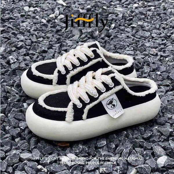 Jifffly Designer Casual Half Top Women's Canvas Shoes Summer New Versatile Soft Bottom Lazy Shoes Small Fragrant Style Comfortable Wear Resistant Slippers