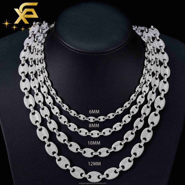 Pass Diamond Test High Quality 925 Silver Cuban Lidynamic Chain 6mm12mm VVS Moissanite Diamond Hip Hop Pig Nose Necklace Cuban Chain
