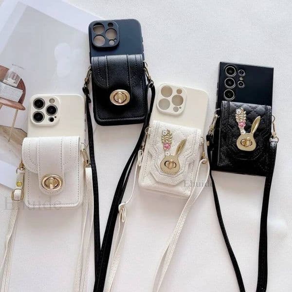 Wallet Card Case for Samsung Galaxy A36 A16 A06 A55 A35 A15 A25 A54 S25 Ultra S24 FE Crossbody Strap Lanyard Leather Bag Cover