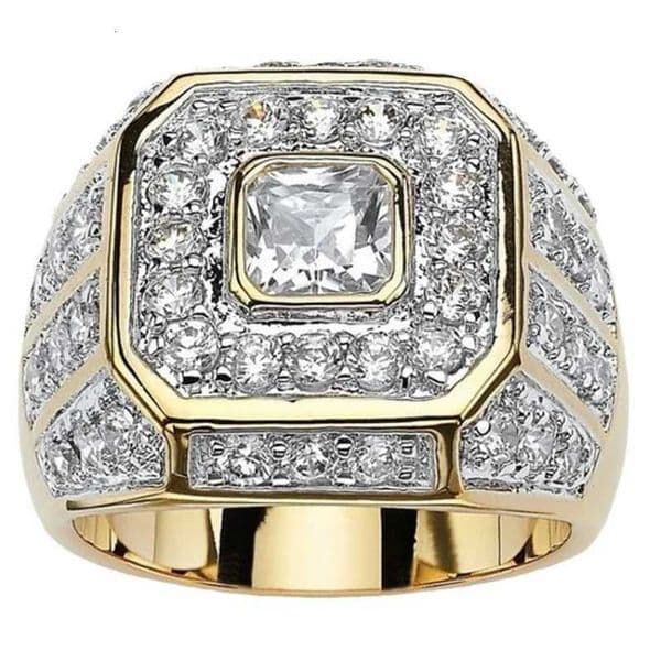Hot Selling Gold Plated Rings For Men Zirconia Jewelry Hiphop Ring Wholesale Size 713 Z251017
