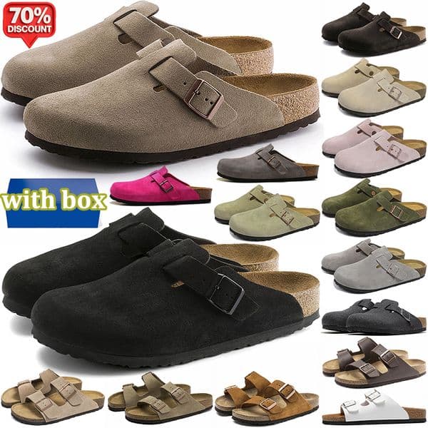 2026 New Designer outdoor Clogs Sandals Genuine Leather Cork Slides For Women Men Comfortable Flat Casual Beach Shoes Size 35 46 Free Shipping