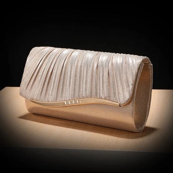 Pleated Ladies Evening Bag Candy Polyester Clutch Purses for Women Pearl Decorated Wedding Party and Messenger Bag 251011