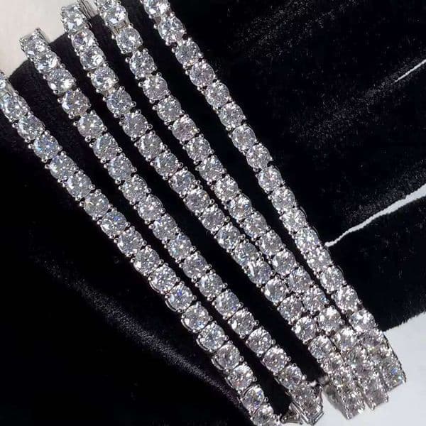 Wholesale Factory Price Necklace Iced Out 4mm DEF VVS Moissanite Stone 22inches Sterling Sier Tennis Chain