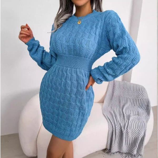 (1097) Autumn and Winter European and American Casual Hip-covering Dress Bottoming Sweater Skirt